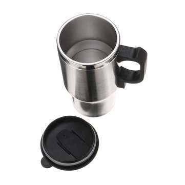 12V 13.5oz Electric Car Heated Stainless Steel Tumbler Insulated Mug Travel Cup