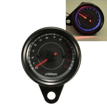 12V 13000RPM Motorcycle Red+Blue LED Tachometer Speedometer Gauge Universal