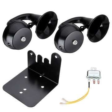12V 130hz 126db/130db Single/Double Snail Air Horn Elbow Whistle Black Alloy For Car T... (NO.: 02#)