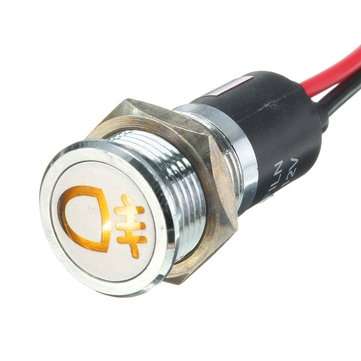 12V 14mm LED Dash Panel Indicator Lamp Warning Light  (COLOR.: YELLOW)