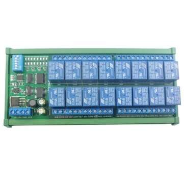 12V 16 Channel DIN Rail RS485 Relay Modbus RTU Protocol Remote Control PLC Expansion Board