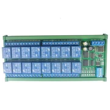 12V 16 Channel DIN Rail RS485 Relay Modbus RTU Protocol Remote Control PLC Expansion Board