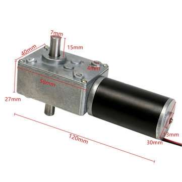 12V 160rpm Reduction Motor Worm Gear Double Shaft DC Motor Cear-box Motor