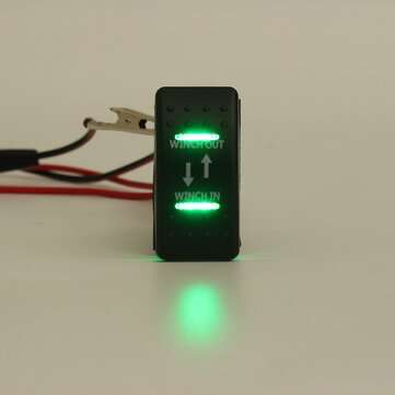 12V 20A (ON)-OFF-(ON) Rocker Switch Momentary Winch In Winch Out LED 7-Pin (COLOR.: GREENL)