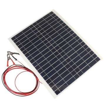 12V 20W 45CM x 35CM PolyCrystalline Solar Panel With Alligator Clip Wire