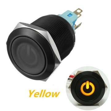 12V 22mm 6 Pin Led Metal Push Button Latching Power Switch (COLOR.: YELLOW)