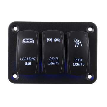 12V 24V 3 Gang Rocker Switch Panel LED Light For Car Marine Boat RV Waterproof