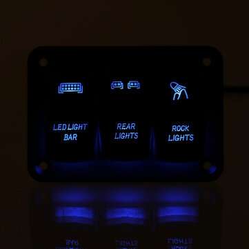 12V 24V 3 Gang Rocker Switch Panel LED Light For Car Marine Boat RV Waterproof
