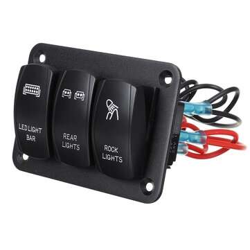 12V 24V 3 Gang Rocker Switch Panel LED Light For Car Marine Boat RV Waterproof