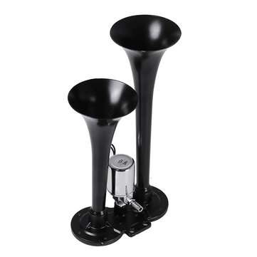 12V 24V 300DB Super Loud Air Horn Dual Trumpet Car Kit Compressor Truck Train Truc... (COLOR: BLACK)