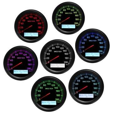 12V 24V 85mm 200Km/h Car GPS Speedometer Odometer Speed Gauge 7 Color Waterproof Marine Boat Univers