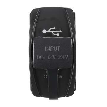 12V 24V Red LED Dual USB Charger Backlit UTV Rocker Switch For Motorcycle Car Truck Boat