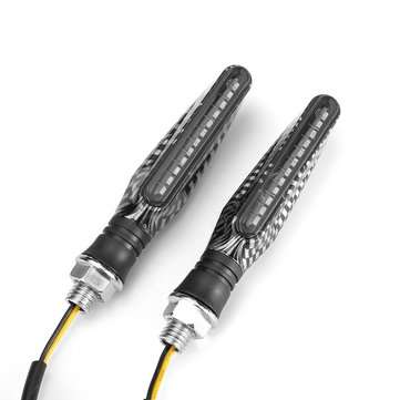 12V 2pcs Motorcycle LED Turn Signal Flowing Lights Indicator Lamps Carbon Fiber Shell