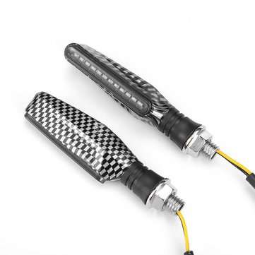12V 2pcs Motorcycle LED Turn Signal Flowing Lights Indicator Lamps Carbon Fiber Shell