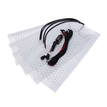12V 4Pcs Car Heated Seat Pads Carbon Fiber Universal 3 Levels 52.5cm x 28cm Cushion