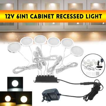 12V 6 in1 Side Outgoing Line Cabinet Recessed LED kitchen Light 200LM UK Plug (LIGHT COLOR: WHITE)
