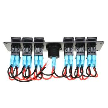 12V 6 Gang LED Rocker Switch Panel ON-OFF Toggle Circuit Breaker for RV Car Marine Boat