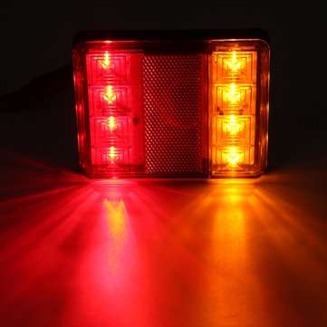 12V 8 LED Car Truck LED Rear Tail Brake Lights Warning Turn Signal Lamp Red+Yellow 2PCS for Lorry Tr