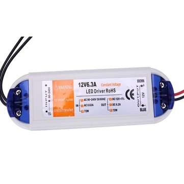 12V 72W LED  Power Supply Driver Transformer Adapter AC 90-240V