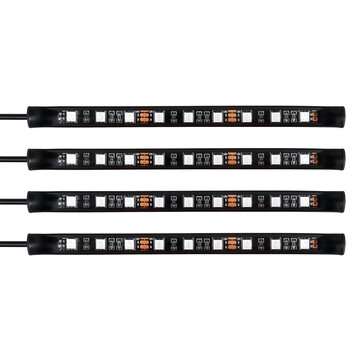 12V 8 Pods LED RGB Rock Light Underbody Neon Atmosphere Music Neon Lamp RF Dual Remote