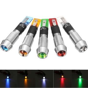 12V 8mm LED Indicator Warning Light Metal Lamp Pilot Panel Dash Car Boat Truck (COLOR.: RED)