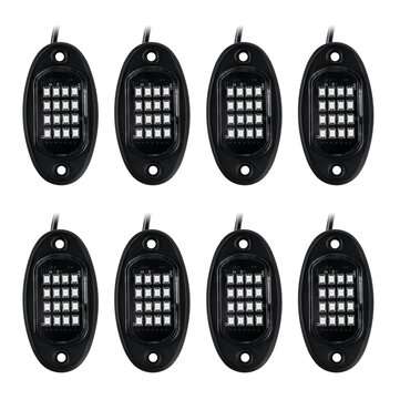 12V 8Pcs 16 Color bluetooth APP Control RGB 5050 LED Rock Light Under Body Underglow Atmosphere Musi