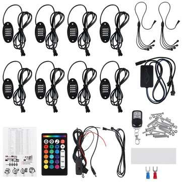 12V 8Pcs 16 Color bluetooth APP Control RGB 5050 LED Rock Light Under Body Underglow Atmosphere Musi