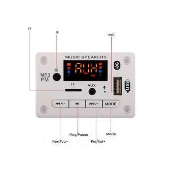 12V bluetooth 5.0 MP3 Player Decoder Board Colorful Screen FM Radio TF USB AUX Audio TF Radio Receiv