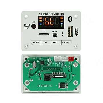 12V bluetooth 5.0 MP3 Player Decoder Board Colorful Screen FM Radio TF USB AUX Audio TF Radio Receiv