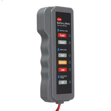 12V Car Battery Tester Digital Alternator Detector Mate Car Lighter Plug Diagnostic Tool with 6 LED