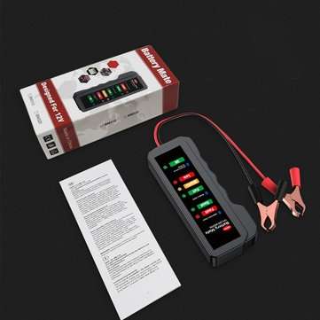 12V Car Battery Tester Digital Alternator Detector Mate Car Lighter Plug Diagnostic Tool with 6 LED