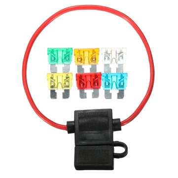 12V Car In-line Standard Blade Fuse Holder Waterproof with 5A 10A 15A 20A 25A 30A Fuses