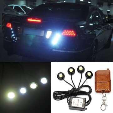 12V Car LED Daytime Running Lights Fog Signal Lamp Auto One Tow Four Flash White Light DRL 6000K IP6