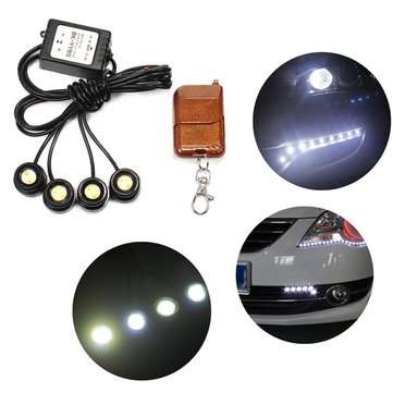 12V Car LED Daytime Running Lights Fog Signal Lamp Auto One Tow Four Flash White Light DRL 6000K IP6