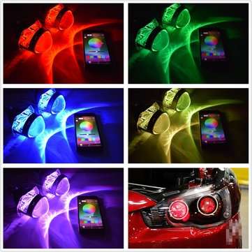 12V Car RGB LED bluetooth Angel Demon Eyes Headlight Halo Ring for 3.0"/2.5"