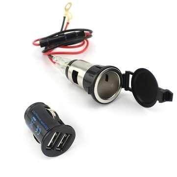 12V Dual USB Charger Vehicle Socket Adapter Motorcycle Auto Car (COLOR.: BLACK)