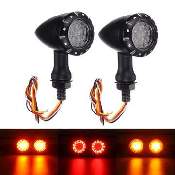 12V LED Turn Signals Brake Lights Indicator For Harley Chopper Motorcycle Black