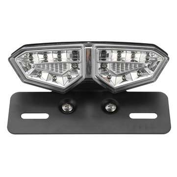 12V Motorcycle 18 LED Tail Brake Light Turn Signal License Plate Lamp Clear Lens