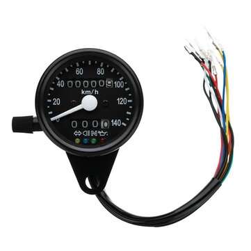 12V Motorcycle Dual Odometer KMH Speedometer Gauge LED Backlight Signal Light  (COLOR.: BLACK)