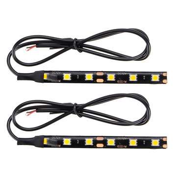 12V Pair 6 LED 5050 Motorcycle Strip Turn Signal Indicator Blinker Light Amber