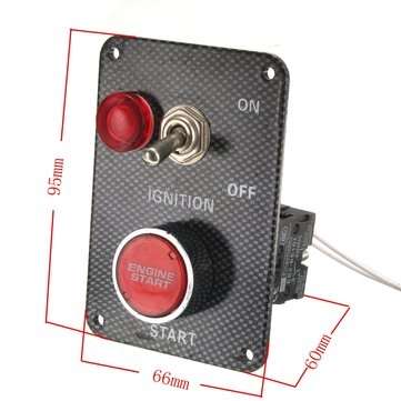 12V Racing Car Ignition Switch Kit Carbon Panel Toggle Engine Start Push Button