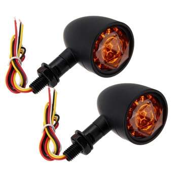 12V Universal Motorcycle Bullet Turn Signal Indicator Brake Runnning Lights 4 Wire (COLOR.: BLACK)