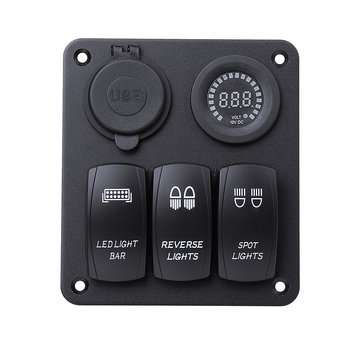 12V/24V 3 Gang Rocker Switch LED Panel Circuit Breaker Blue For Car Boat Marine