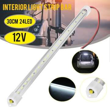 12V/24V 30cm 24LED 5W Car Interior Light Strip Bar Van Bus Caravan Truck ON/OFF Sw... (VOLTAGE: 12V)
