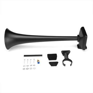 12V/24V 400DB Black Single Trumpet Air Horn For Truck Boat Train (TYPE: LOWPITCH)