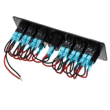 12V-24V 6 Gang LED Digital Voltmeter Marine Ignition Toggle Rocker Switch Panel