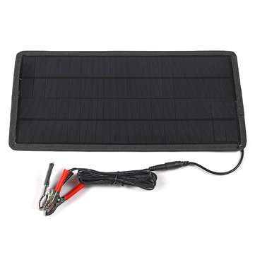 12W 12V/5V Dual Output Monocrystalline Silicon Solar Panel Charger with Suction Cups/Alligator Clip