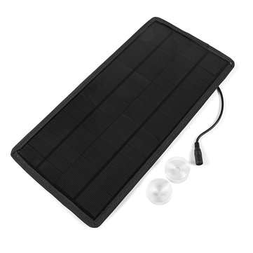 12W 12V/5V Dual Output Monocrystalline Silicon Solar Panel Charger with Suction Cups/Alligator Clip
