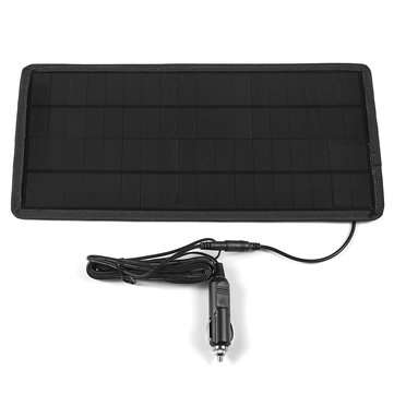 12W 12V/5V Dual Output Monocrystalline Silicon Solar Panel Charger with Suction Cups/Alligator Clip