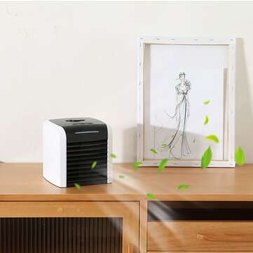 12W Desktop Air Conditioner 2 Gears 90 Adjustable Cooling Fan USB Humidifier Travel Home Office